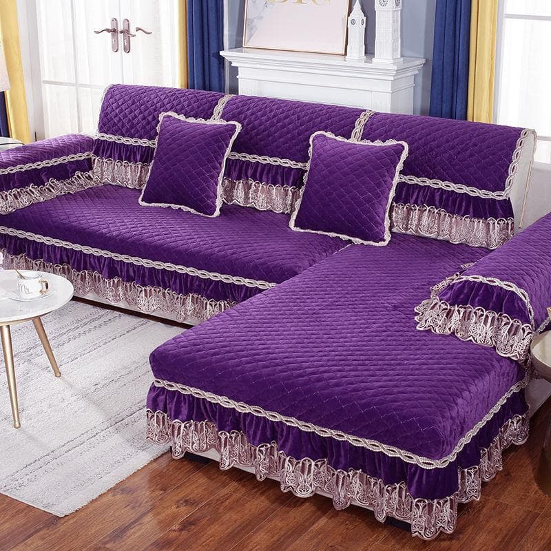 Modern Minimalist Sofa Lace Cushion Winter Plush Household Sofa Cover European Anti Slip Four Seasons Fabric Sofa Napkins 80x160cm 1pcs