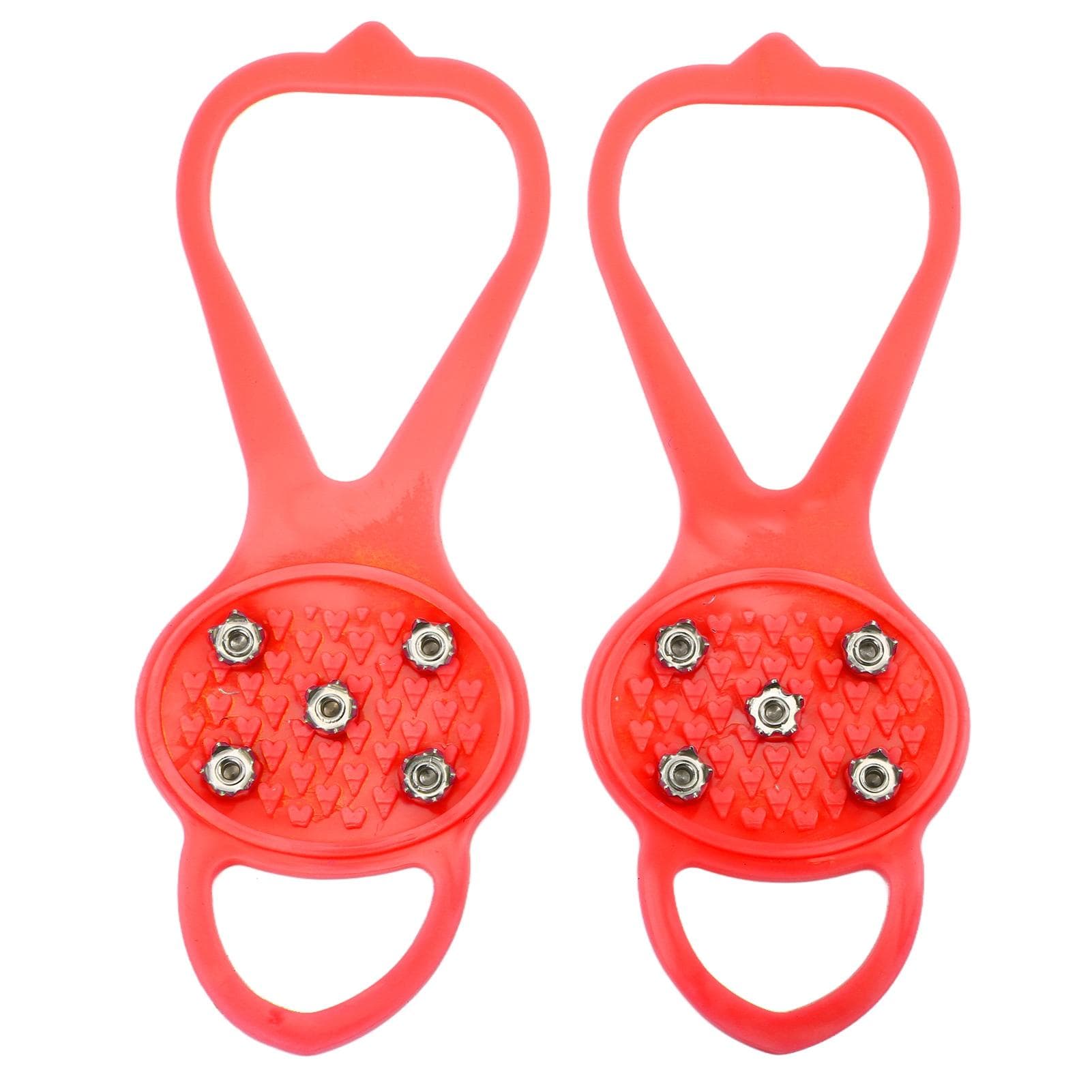 1pairset Anti Skid 5 Teeth Crampons Strong Grip Durable 5 Teeth Winter Climbing Shoes CoverRed M