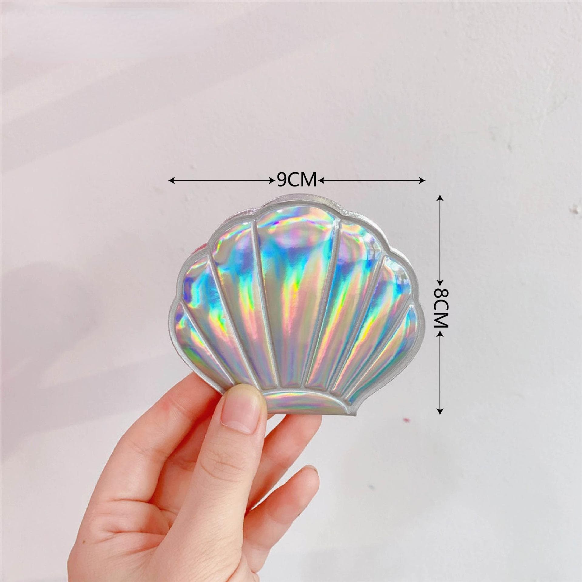 Dream Laser Color Shell Shape Makeup Mirror Magnifying Mirror Portable Double-sided Folding Pocket Kawaii Makeup Accessories