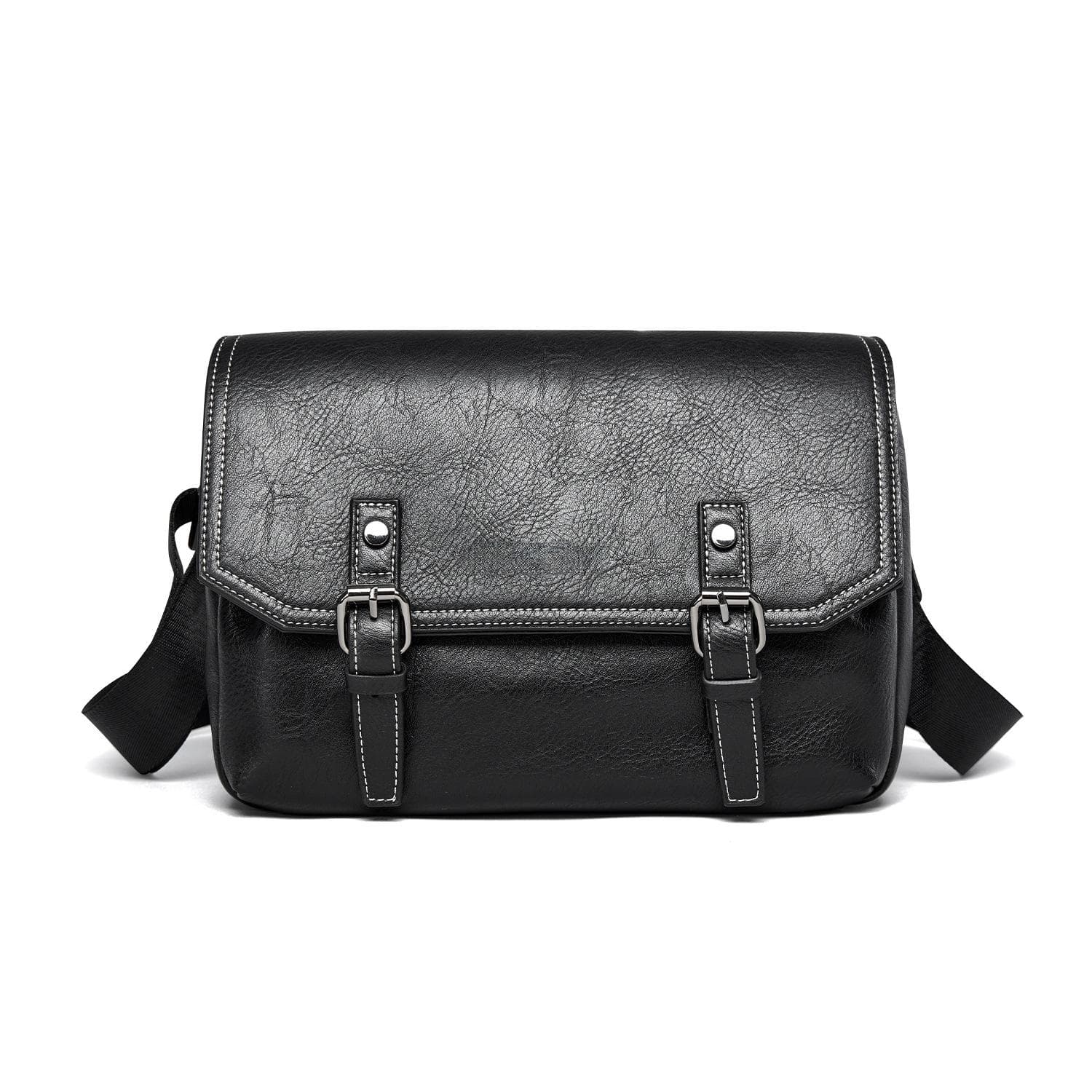 Single-shoulder Bag, Crossbody Messenger Bag, Men's Trendy and Versatile Pu Leather Backpack, Casual Crossbody Bag black