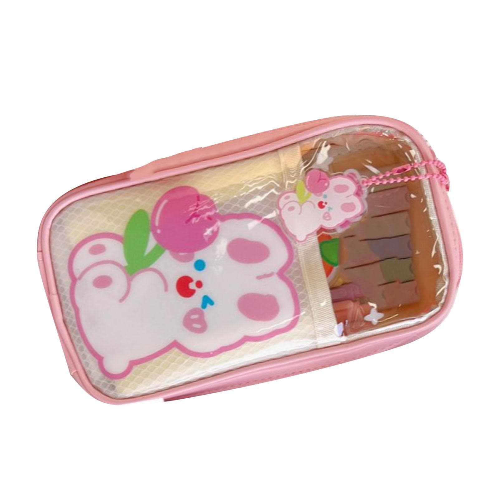 Cartoon Pencil Case Cute Pattern PVC Transparent Multi Layer Storage Waterproof Pencil Pouch Box