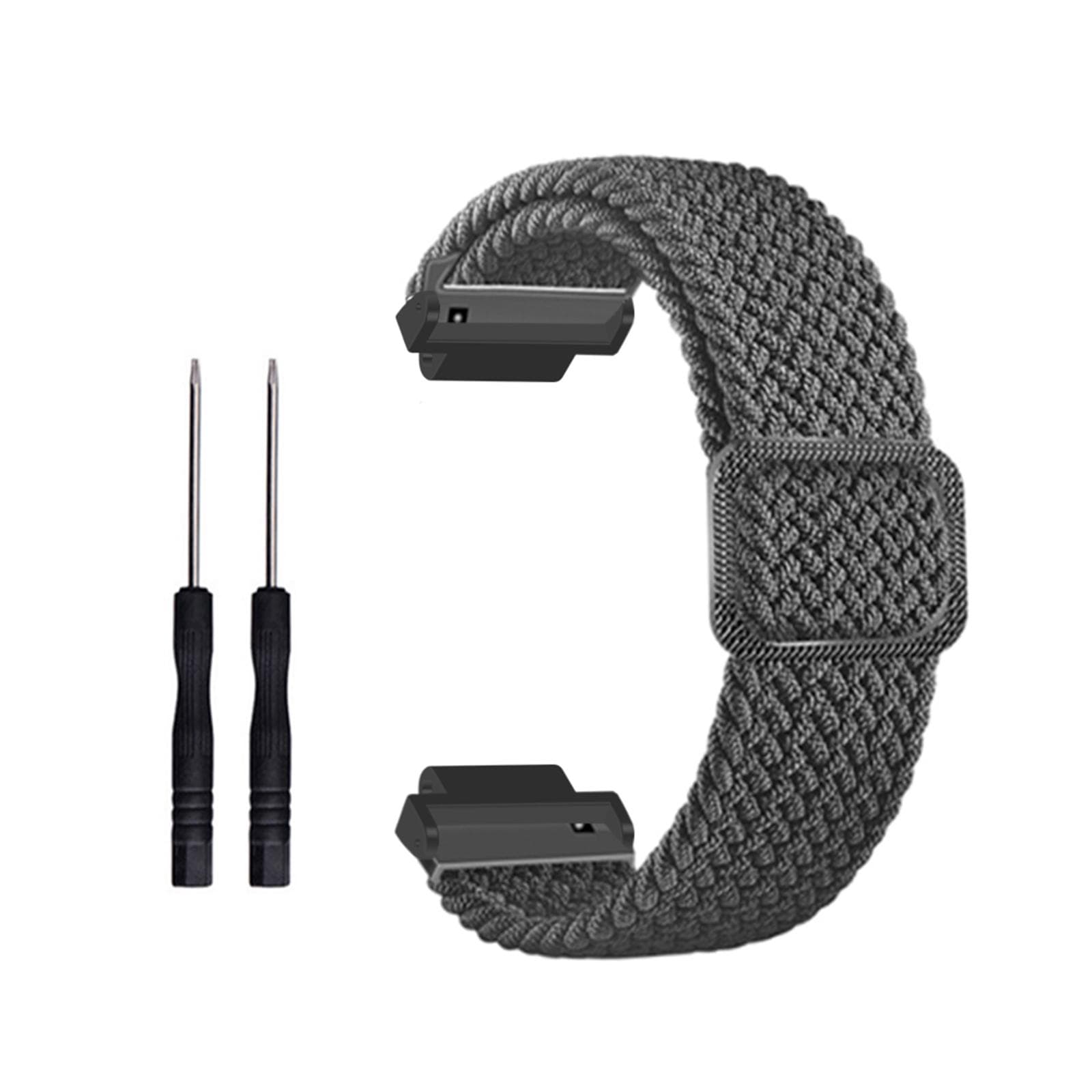 Stretch woven nylon strap grey