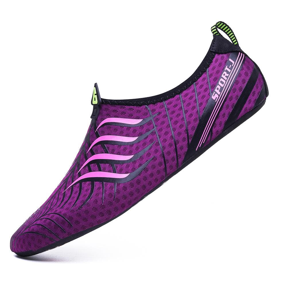 Quick Dry Men Beach Shoes Summer Soft Surfing Aqua Shoes Women Elastic Breathable Swimming Shoes Lovers Diving Seaside Wading Sneakers 41 purple
