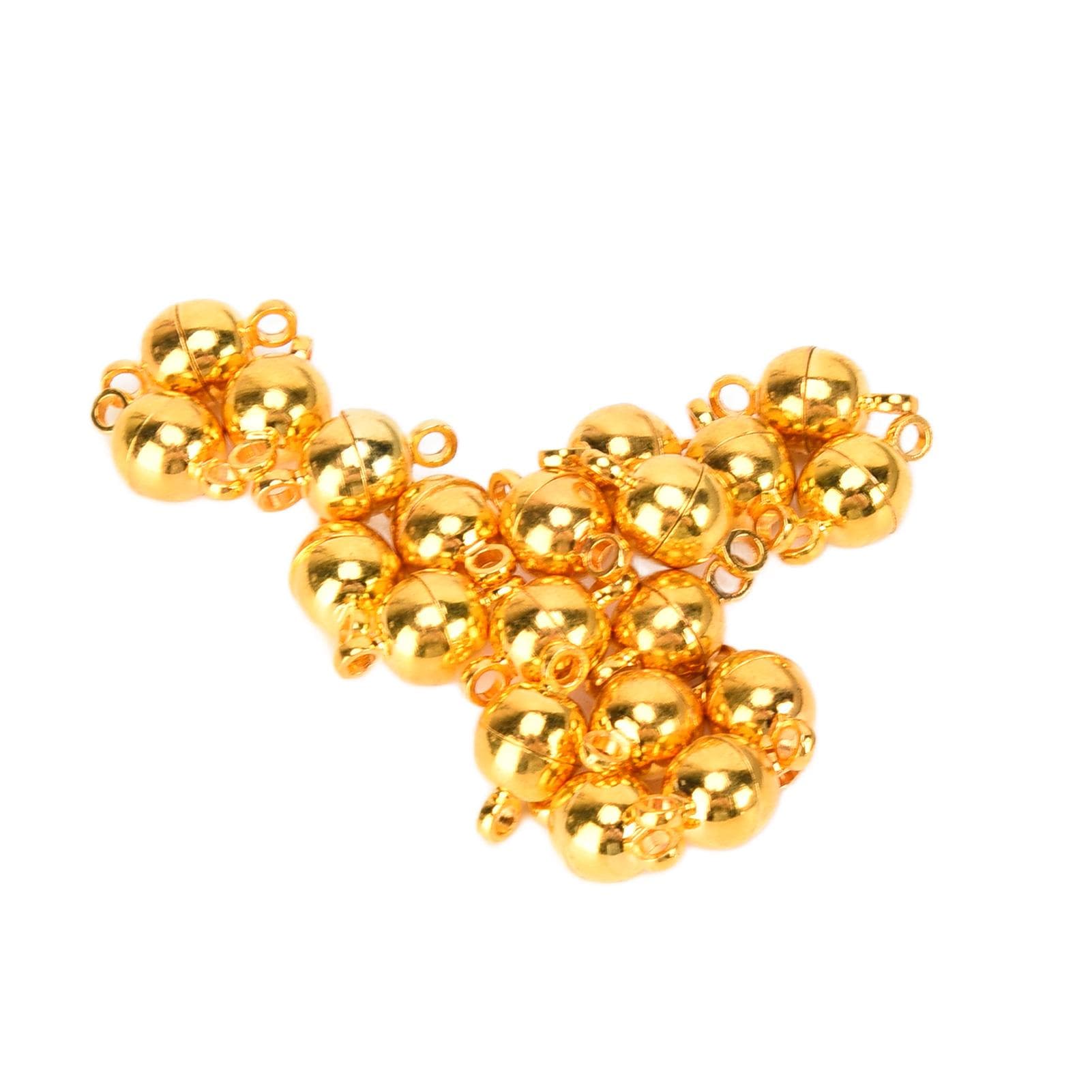 20 Sets Magnetic Clasps Round Brass Fashionable Jewelry Clasps for DIY Craft Necklaces Bracelets gold