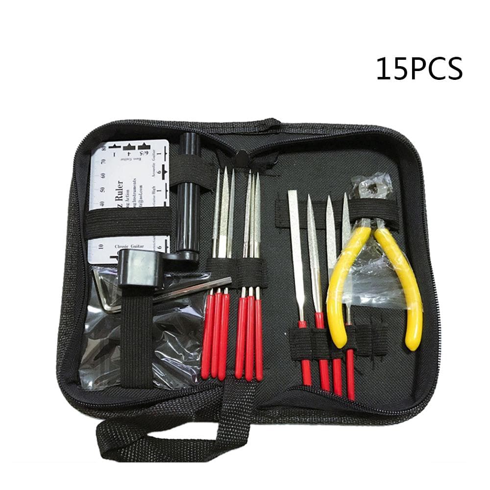 15Pcs Guitar Care Tool Repair Maintenance Tech Kit Set Guitar Fret Repairing Tools