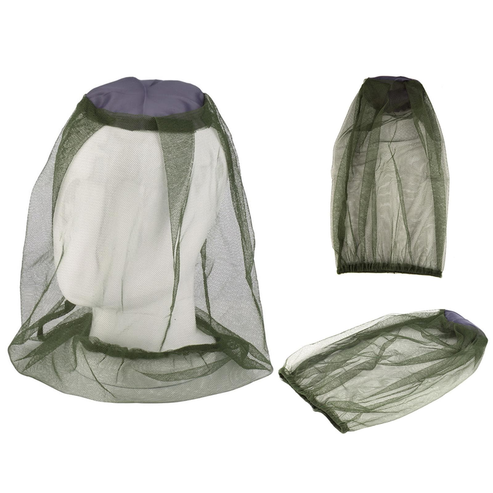 Mosquito Head Mesh Nets Gnat Face Netting Mosquito Hat Full Covers for Outdoor Camping Travel army green