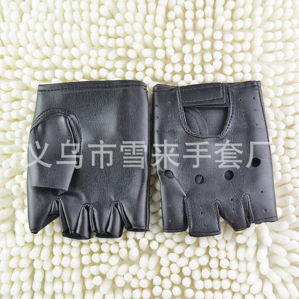 Men s gloves with rivets, non-mainstream half-finger gloves, punk gloves, hip-hop half-finger black