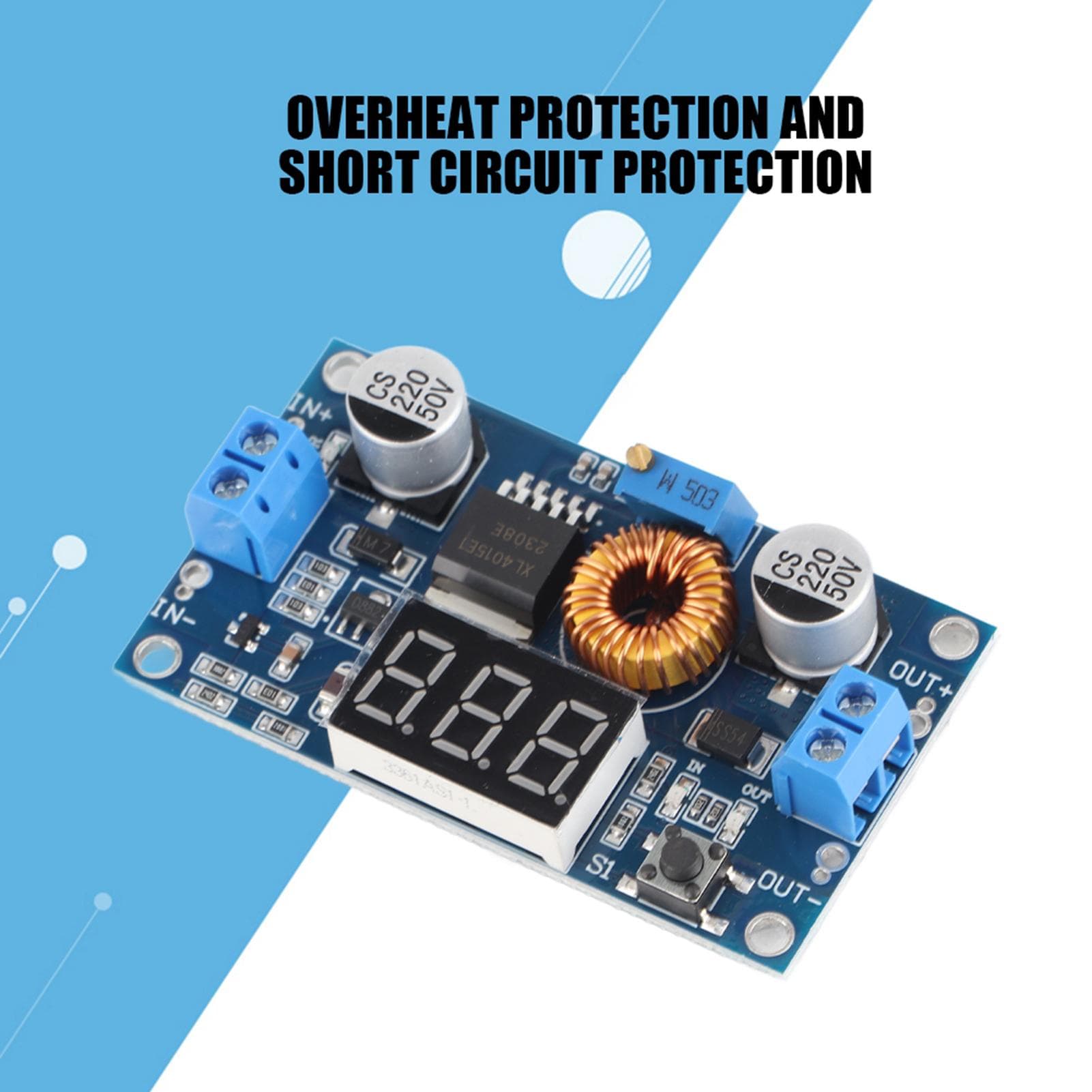5A 75W DC‑DC Adjustable Step Down Module Voltage Regulator LCD Display
