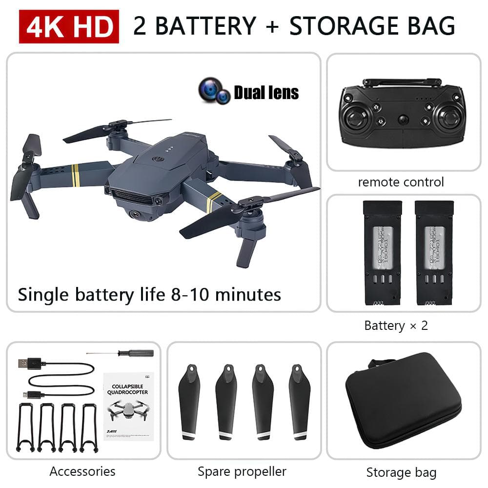 New E58 Pro Wide-angle 4K HD Camera Drone Real-time Transmission Photography/video Long Flight Drone Mobile WiFi Control dual camera 1 battery