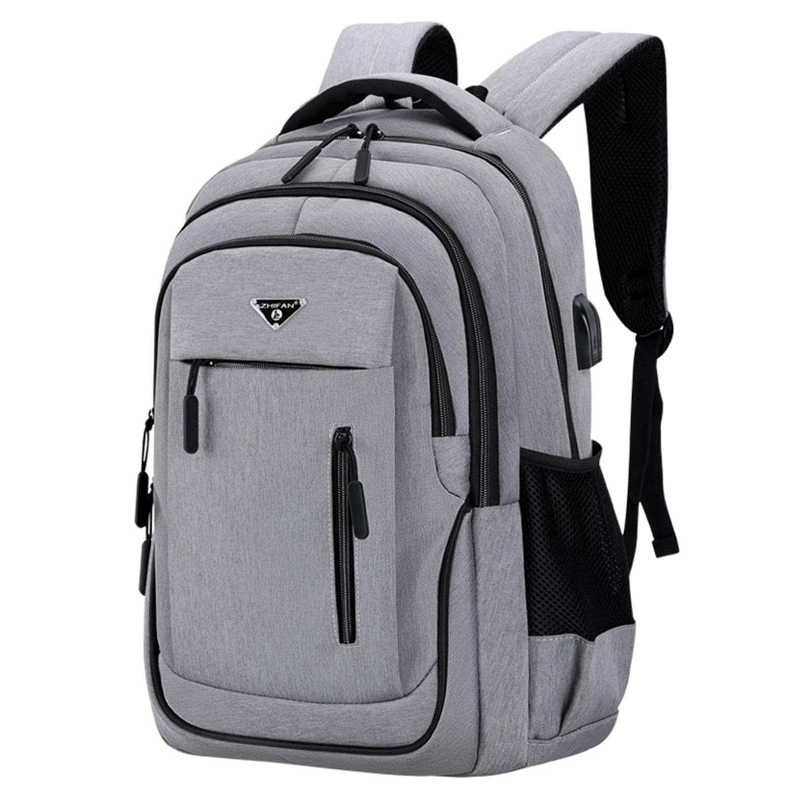 Laptop Backpack Water Resistant Travel School Bag with USB Charging Port Headset Port Padded Back light grey