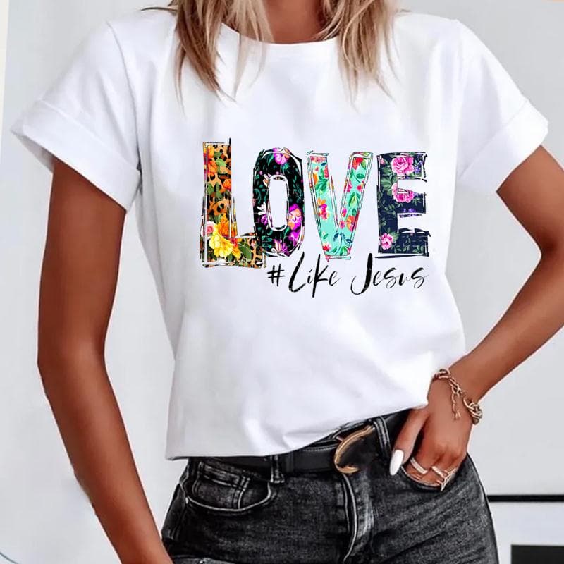 Short Sleeve Leopard Love Letter Trend Women's Print Tee Top Summer Fashion Tshirt Woman Female Basic T Clothing Graphic T-shirts XL