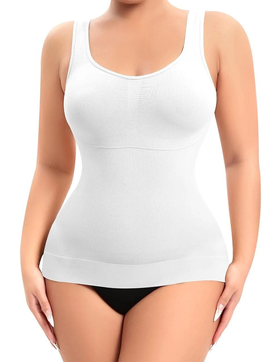 Shapewear Tank Tops for Women with Built in Bra Tummy Control Compression Camisoles Body Shaper Padded Tanks XXXL white