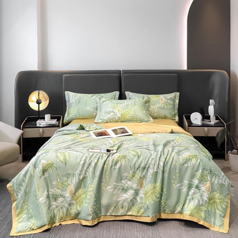 Vintage American Pastoral Flowers Pattern Luxury Bedding Set Soft Silky Summer Cool Blanket Bed Sheet Pillowcases 150x200 Summer quilt