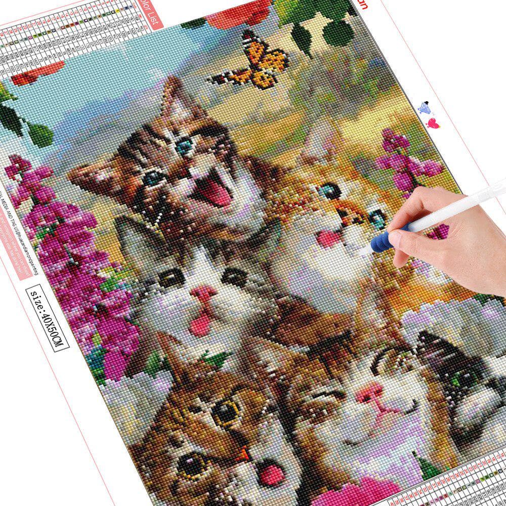 5D Diamond Painting Cat Diamond Embroidery Full Display Animal Mosaic Full round Rhinestone 20X30