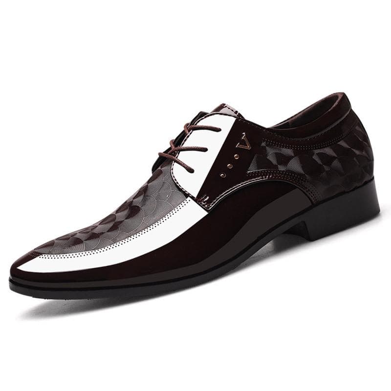 Spring New Shiny Leather Shoes Men's Business Formal Shoes Large Size Men's Shoes All-match Wedding Shoes 48 brown