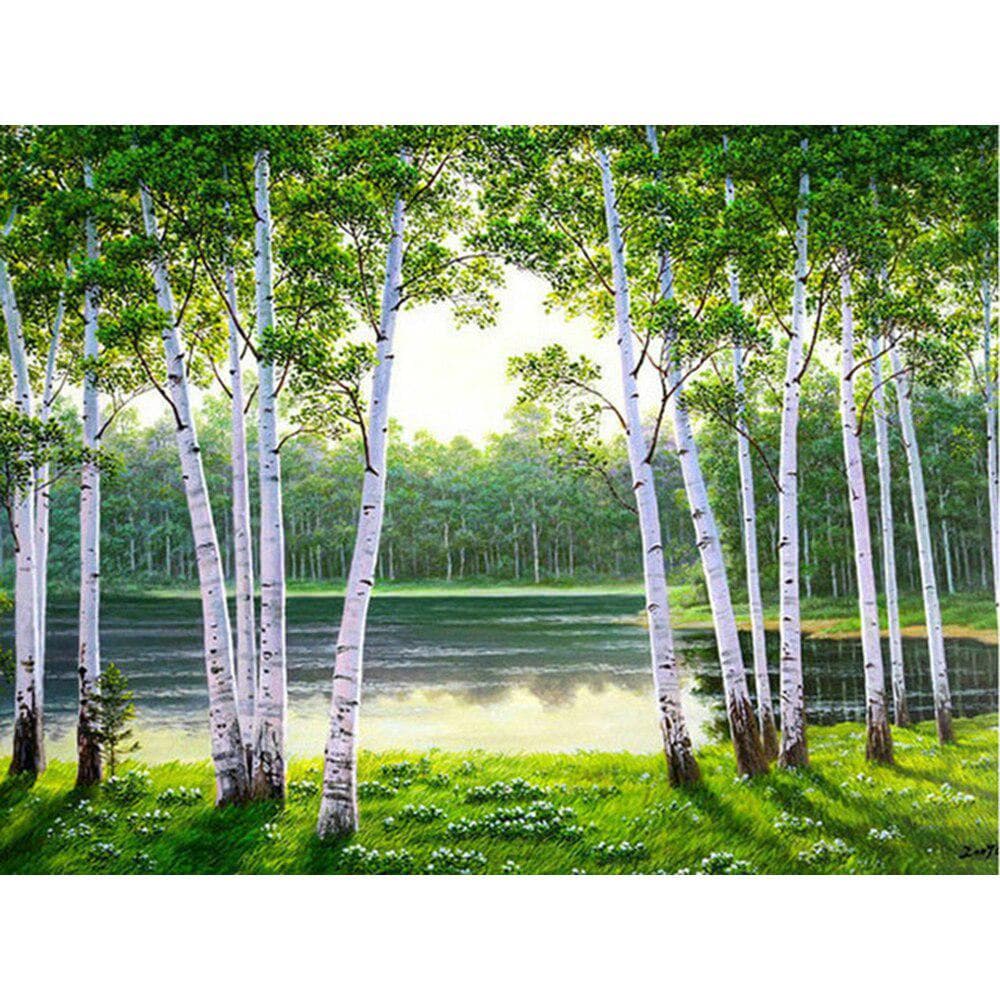 Diamond Embroidery Landscape Birch Tree Full Display Diamond Painting Scenery Bead Picture Kits 40X50CM