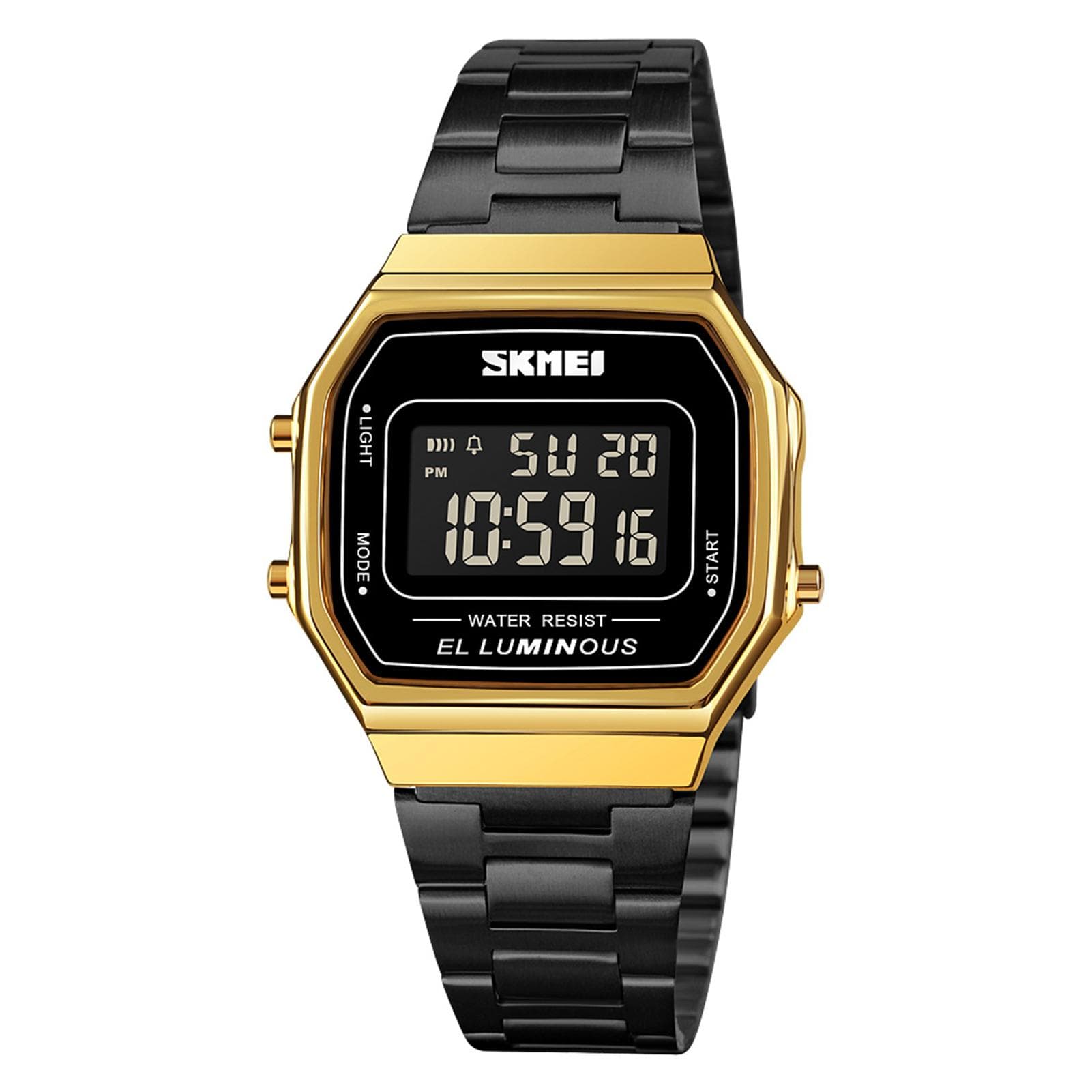 SKMEI Men Digital Business Watch Accurate Time Display Date Week Alarm Clock Backlight 3ATM gold/black
