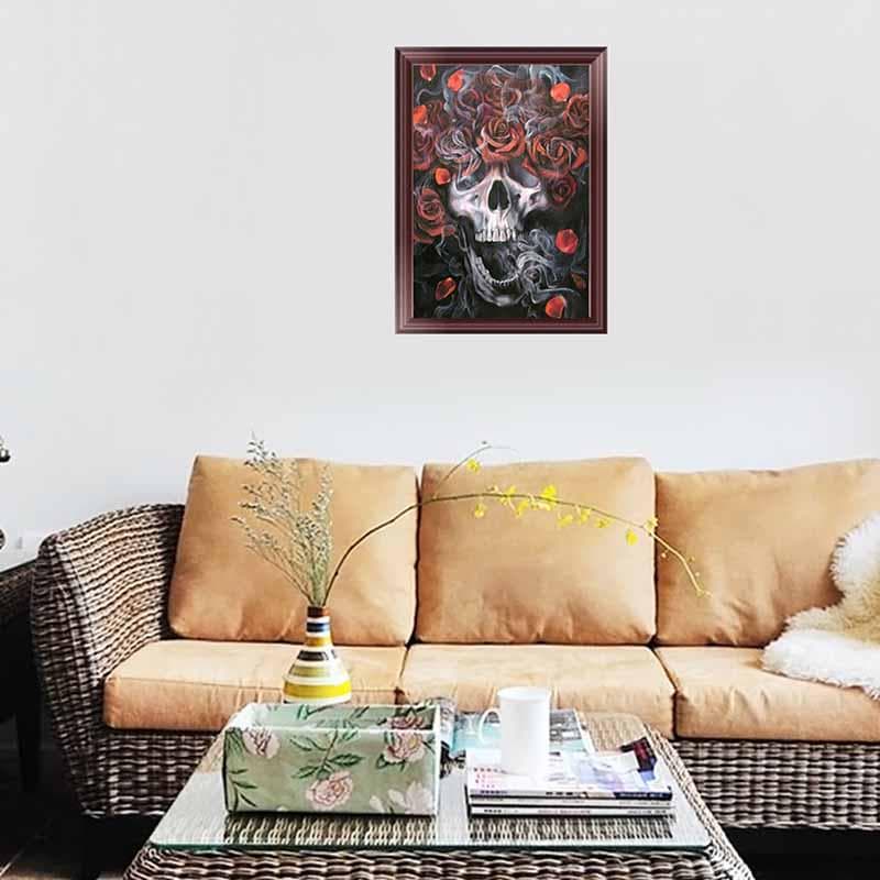 5D Diamond Painting Cross Stitch Rose Skull Diamond Embroidery Rhinestone Mosaic Decor Painting 20X30CM
