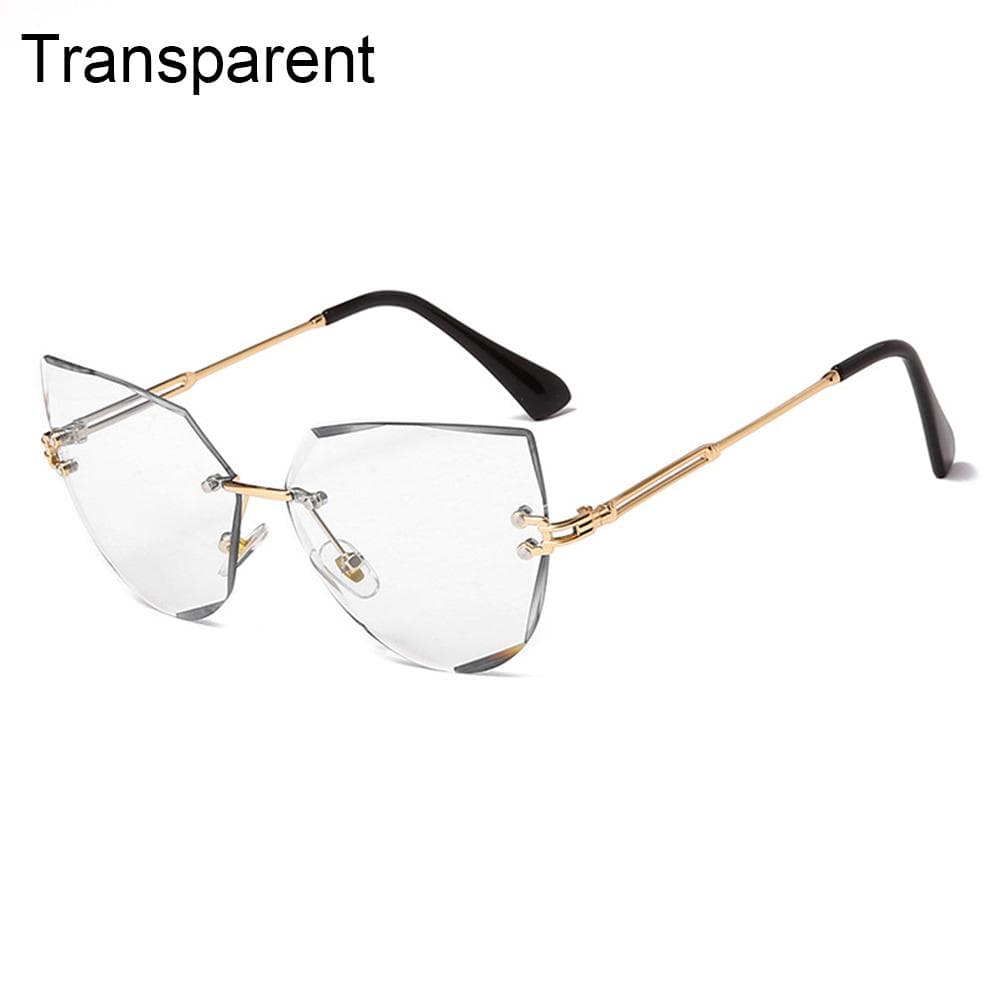 UV400 Women Metal Sunglasses Fashion Cat Eye Rimless Shades Stylish Eyewear