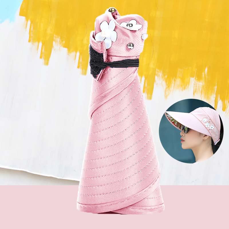 Women Beach Outdoor Sun Hat Sunscreen Caps Flower Print pink