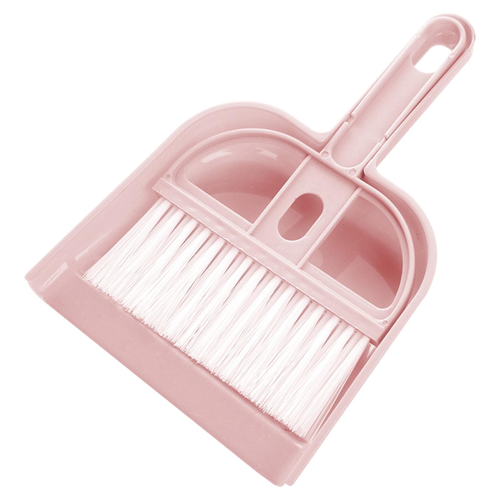 Hand Dustpan and Brush Set Efficient Cleaning Compact Portable Mini Broom Dustpan Combo for Desktop pink