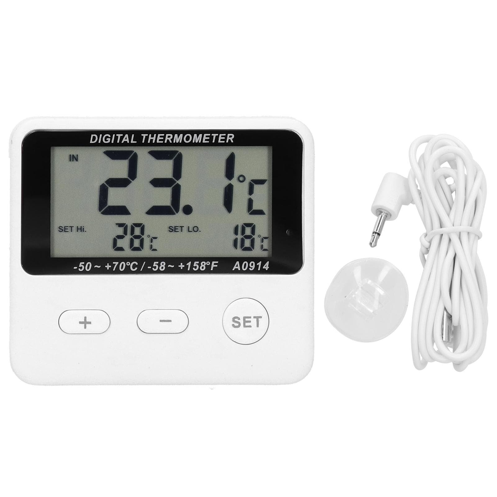 Refrigerator Alarm Thermometer Indoor Outdoor Universal Temperature Measuring with Probe