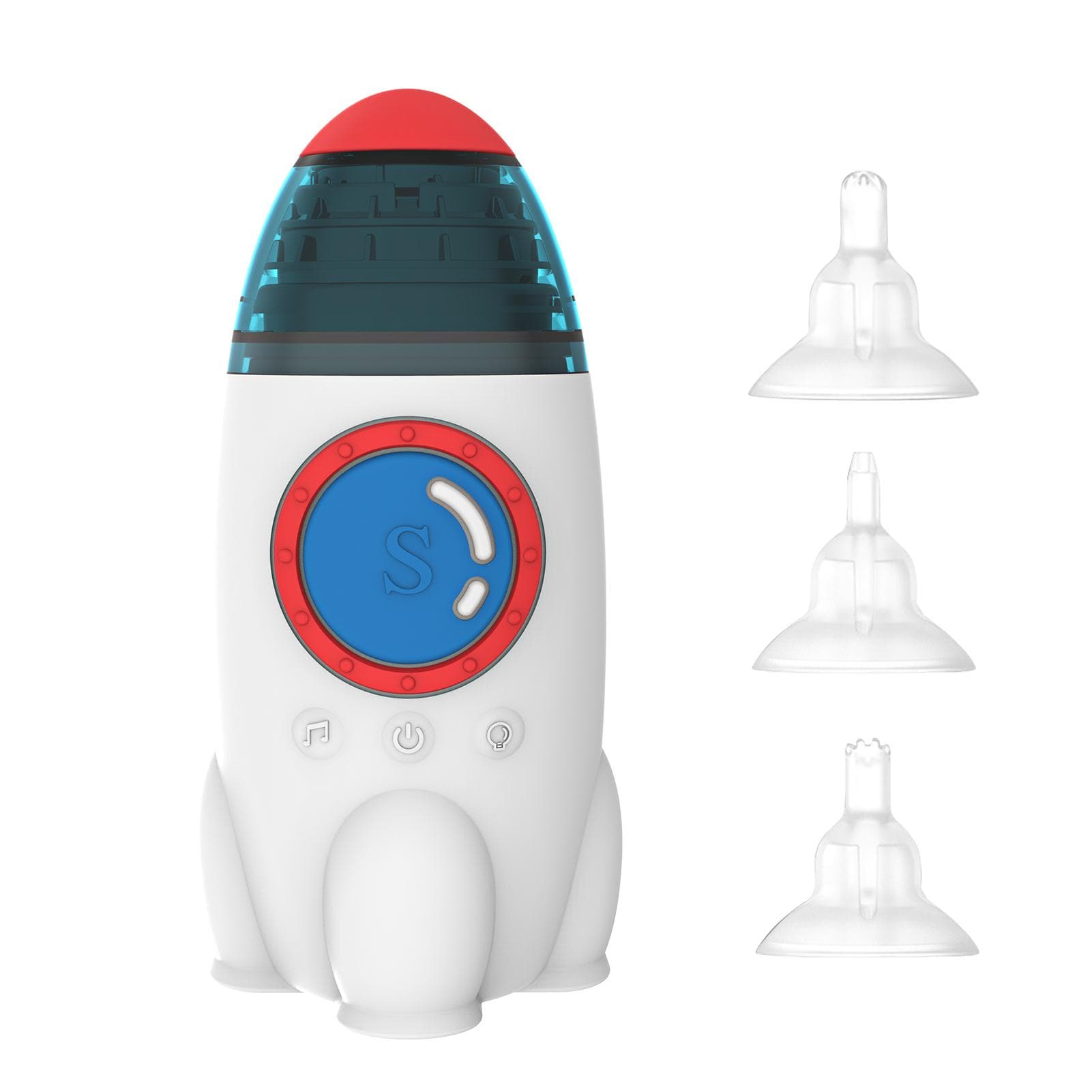 Cute Electric Baby Nasal Aspirator Automatic Nose Sucker Cleaner for Infants 3 Suction Levels Low white