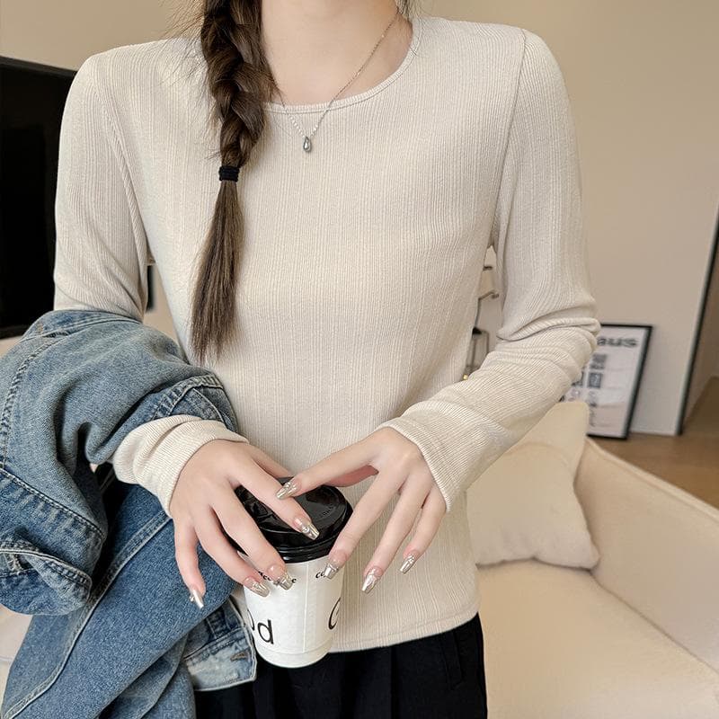 Women's Slim and Long-sleeved T-shirt for Women with Autumn and Winter Underwear XL