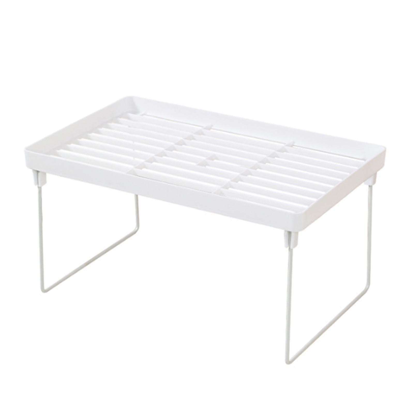 Kitchen Stacking Shelf Plastic and Metal Multifunctional Stackable Kitchen Counter Shelf Organizer L