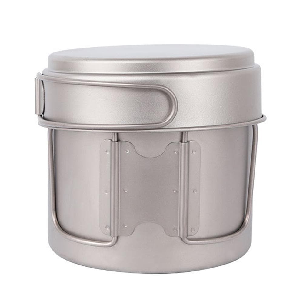 Lixada Ultralight Titanium Cookset Outdoor Camping Cookware Set 1100ml Pot and 350ml Fry Pan with 1100ml pot with 350ml pan