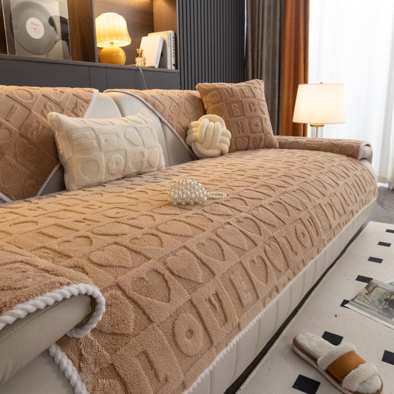 Autumn and winter thickened Shu cotton velvet sofa cushion plush cushion 2/3/4/seater sofa cover cover towel A 70x70cm 1pc