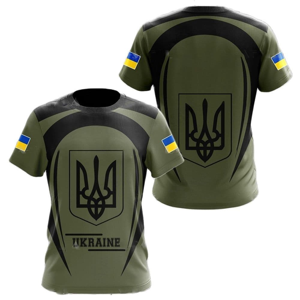 Ukraine Men's T-Shirts Ukrainian Flag Shirt 3D Printed O-Neck Oversized Short Sleeves Jersey Fashion Men's Clothing Streetwear L