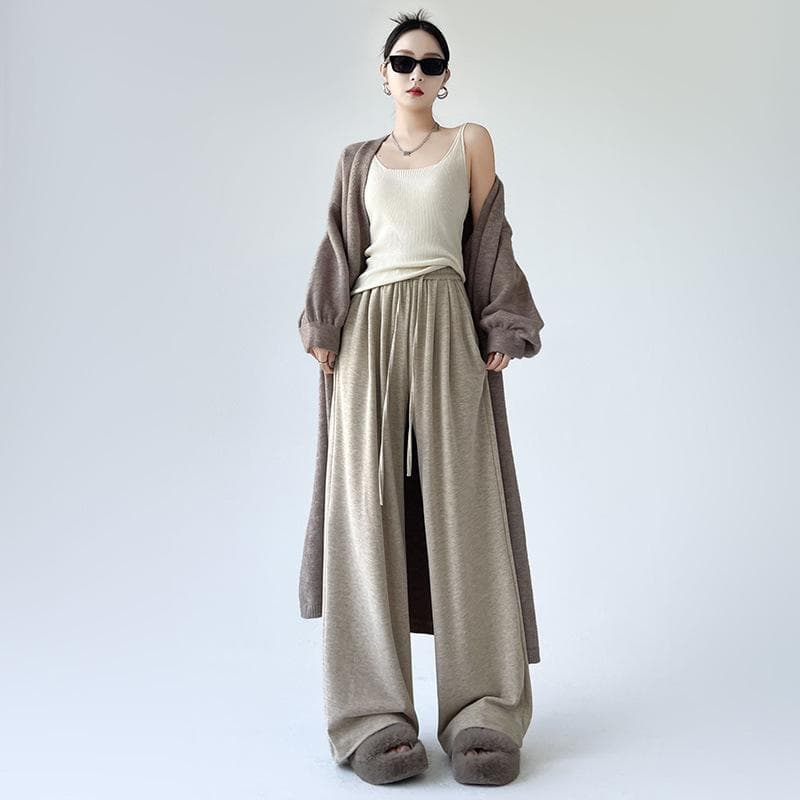 Cashmere Glutinous Rice Pants Shake Pants High-waisted Trousers Casual Wide-leg Pants for Women Spring New Loose and Versatile 2XL