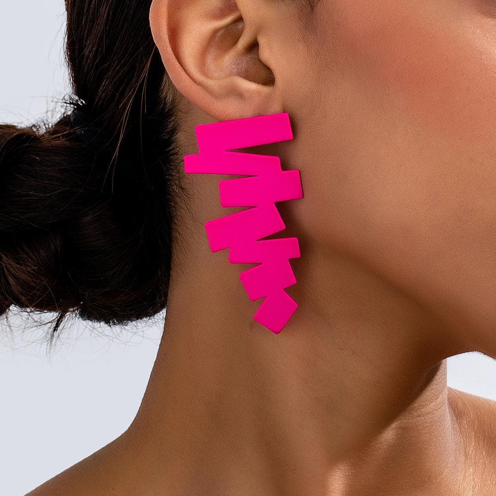 Personalized geometric irregular ladder earrings pink
