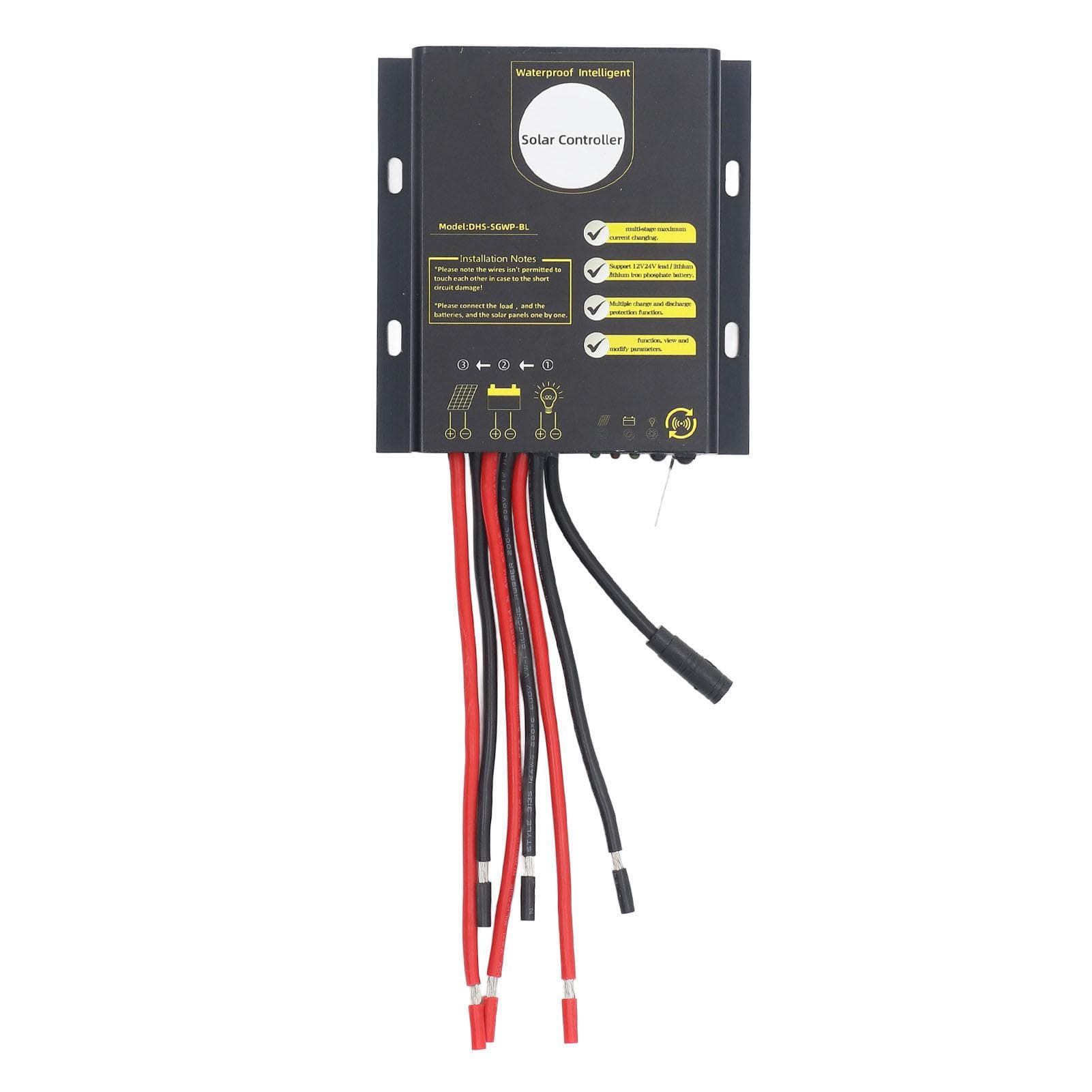 PWM Solar Charge Controller 12 to 24V 30A Bluetooth Water Resistant Adjustable Universal Solar