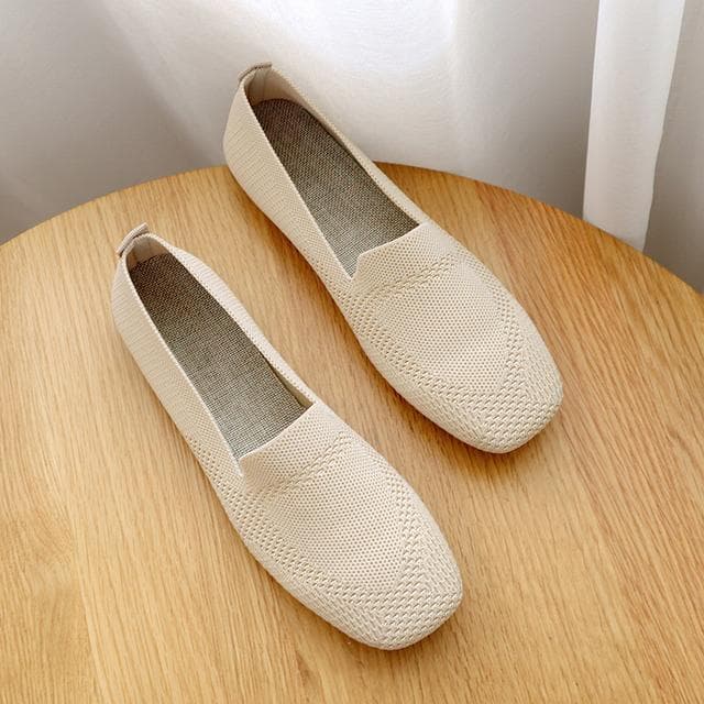 Slip On Shallow Mesh Loafers Closed Toe Ballet Flats Women Shoes Pumps Ladies Soft Bottom Boat Shoes 39 beige