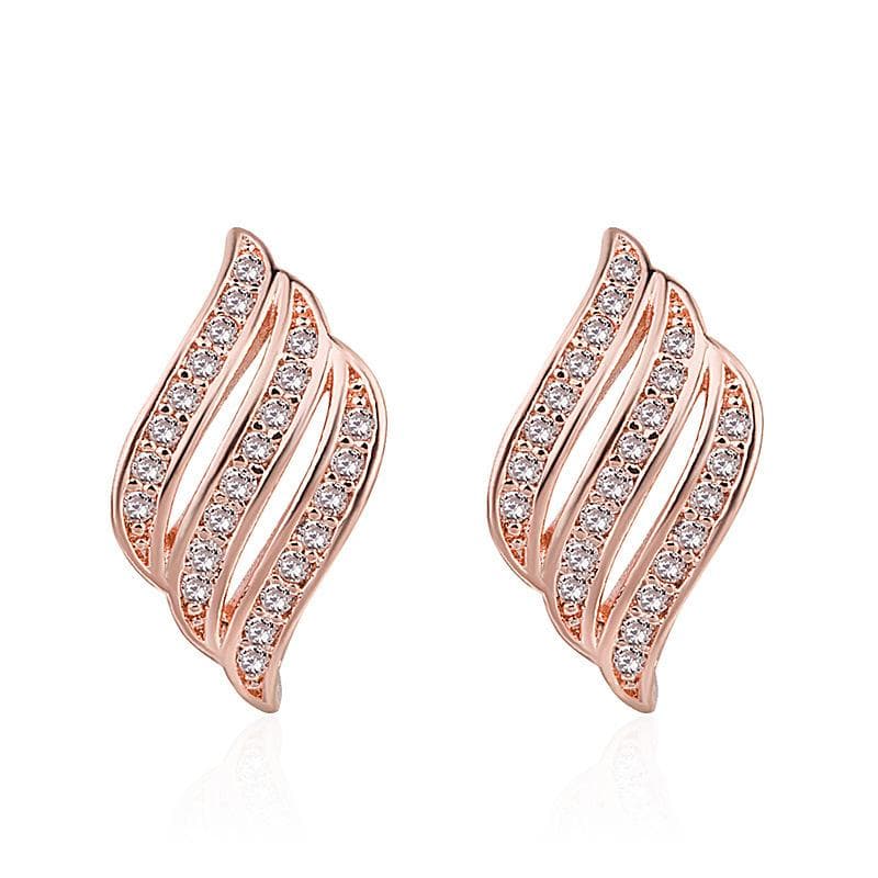 Korean Style Ear Post Stud Earrings Rose Gold Color Clear Earrings Jewelry for Women rose gold
