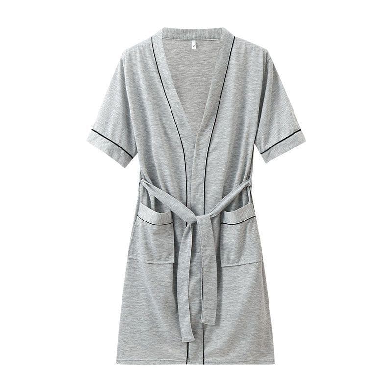 Spring & Summer Unisex Short-Sleeve Cotton Bathrobe: Women's Regular & Men's Large Sizes, Hotel Quality Nightgown Medium
