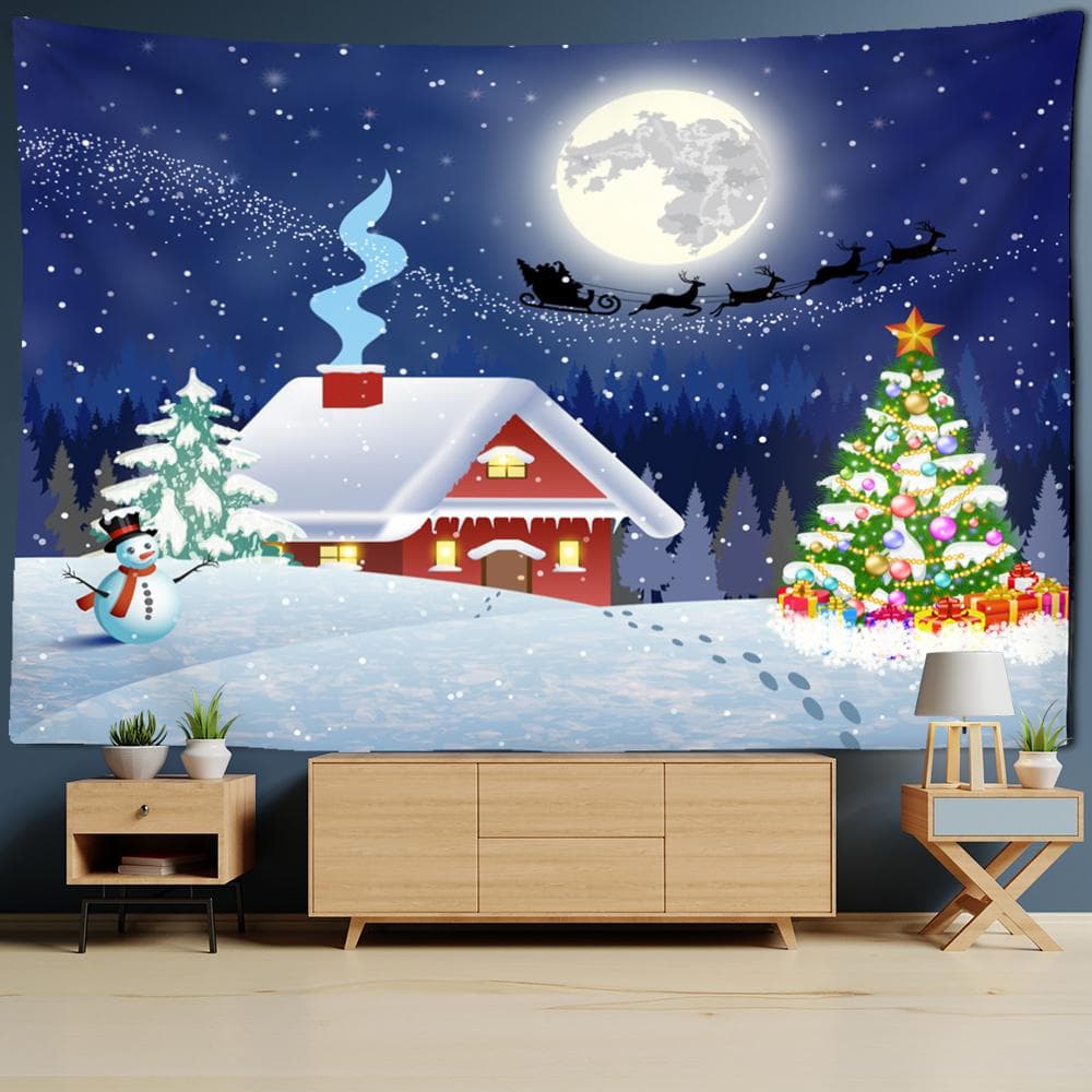 Sunrise Forest Tapestry Wall Hanging Bohemian Style Ink Painting Aesthetics Room Psychedelic Home Decor 95x70cm