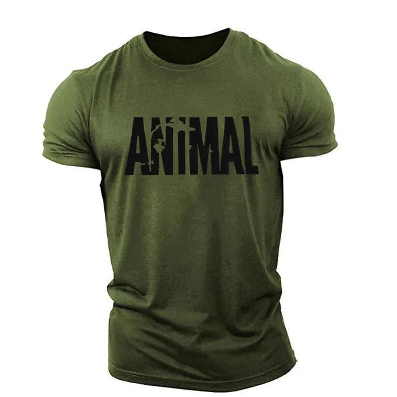 Animal Letter Minimalist Style Fashion Men's T-shirts Short Sleeve O-Neck Sportswear Oversized Gym Tops Street Men Women T Shirt L