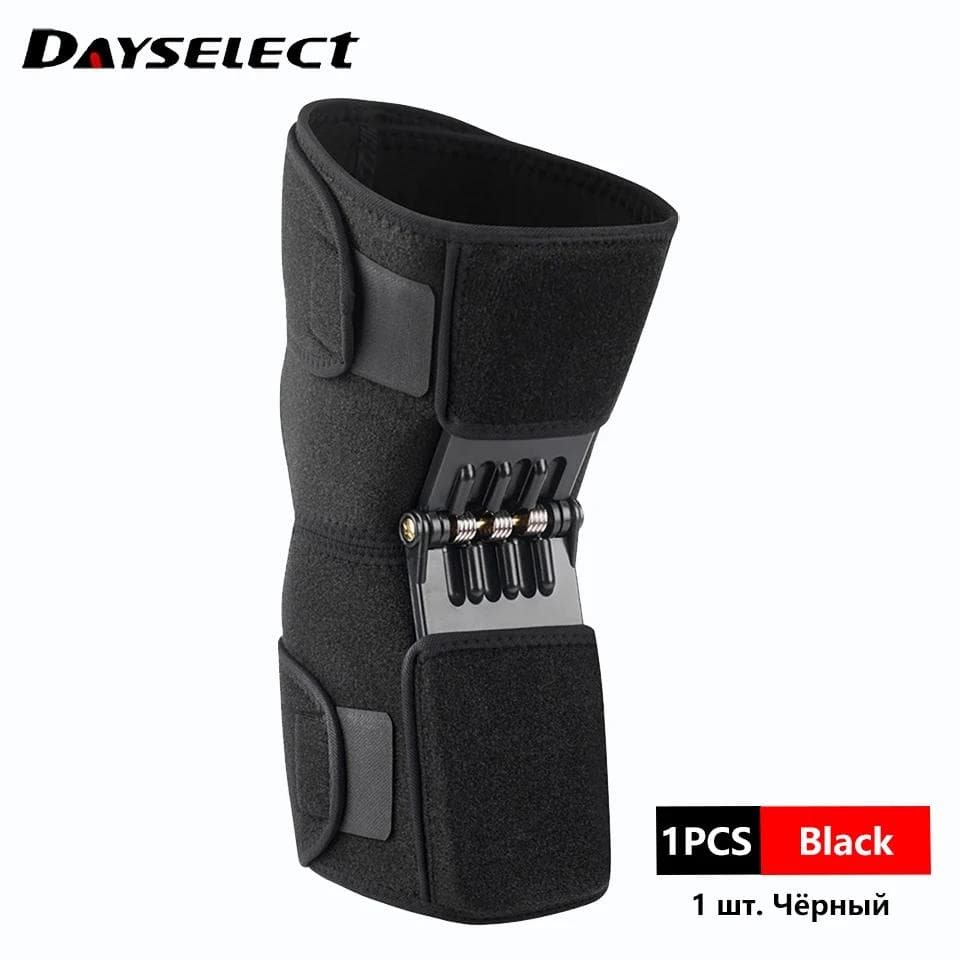 1Pcs Knee Support Medical Power Lift Brace Joint Stabilizer Spring Sports Health Care Leg Stretcher Gym black