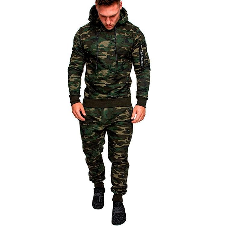 Men's Sportswear Set Two-piece Casual Jogging Warm Breathable Fitness Sportswear Set Military Tactical Hoodie + Trousers M