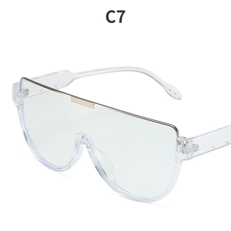 New futuristic technology half-frame glasses fashion metal texture wear ladies sunglasses fashion catwalk skiing mens sunglasses.