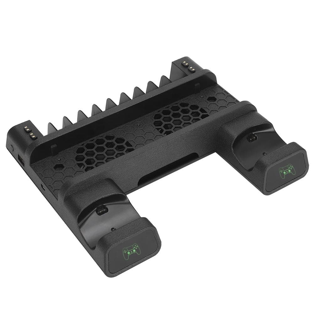 Multi Functional Heat Dissipation Fan Base Storage Rack Controller Dual Charger with LED Light