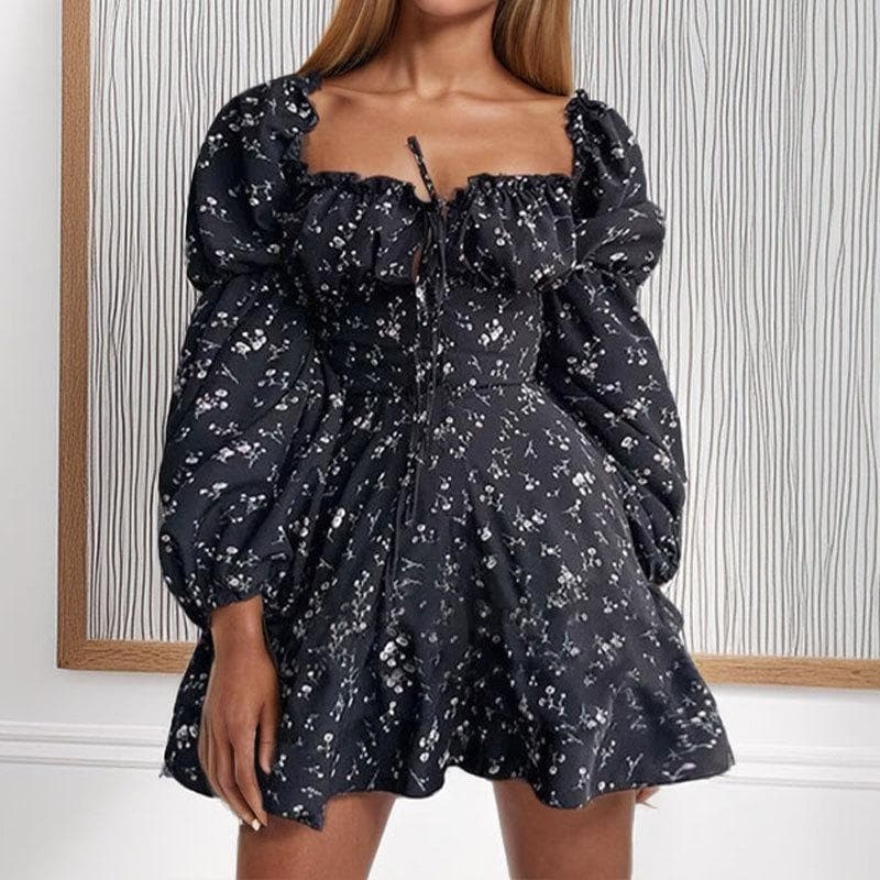 New Spring Women's Clothing with Sexy Floral Straps A-line Waist-hugging Dress M