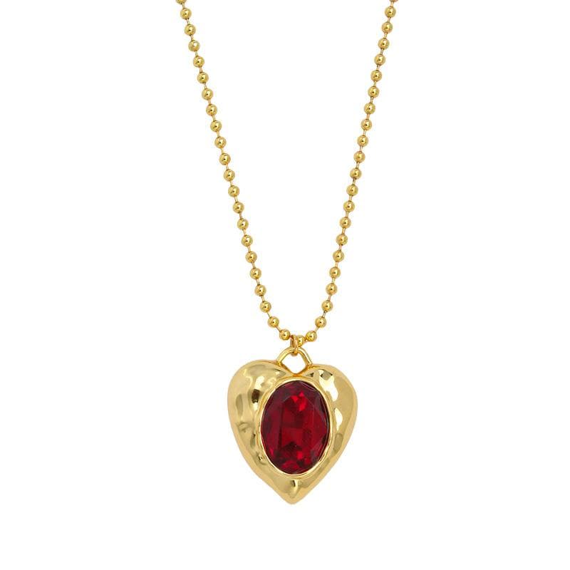 Vintage Necklace High Transparency Colorful Gemstone Love Collarbone Chain High-end and Exaggerated Versatile Necklace for Women 45CM