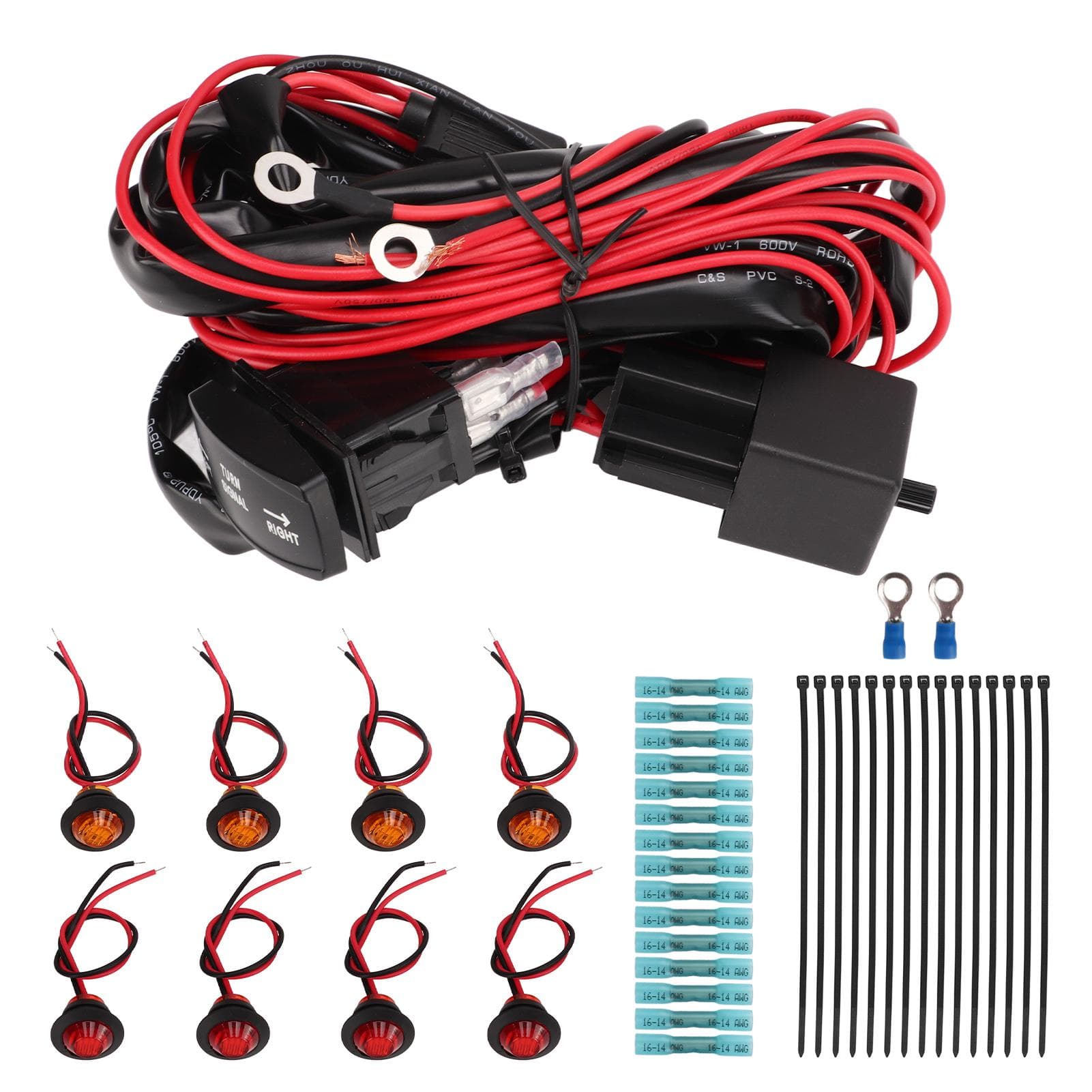 UTV Turn Signal Rocker Switch ATV Street Legal Lighting Kit Turn Signal Flasher Relay Harness