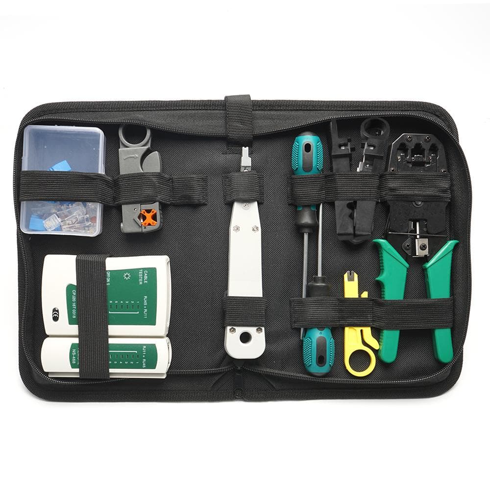14pcs Portable Ethernet Network Hardware Bag Tool Network LAN Cable Crimper Pliers Tools Kit
