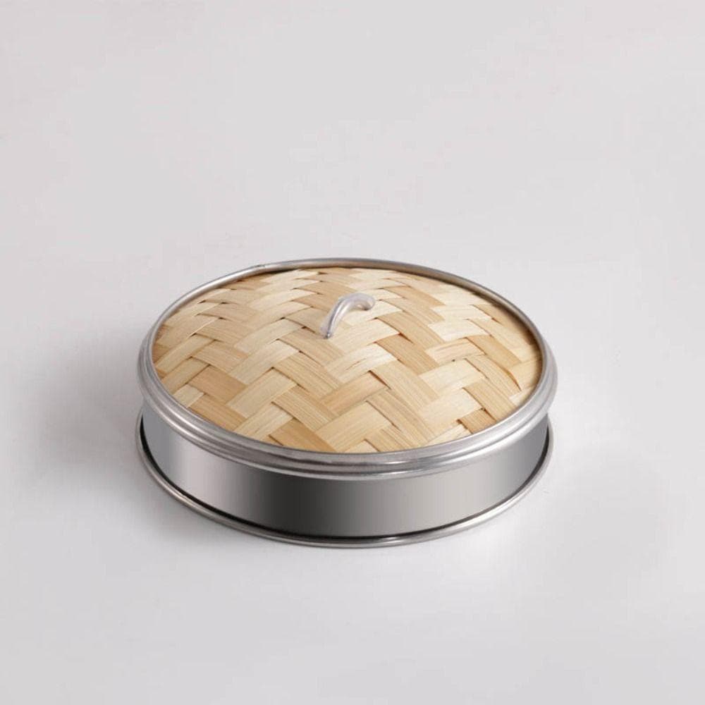 Weaving Bamboo Steamer Stainless Steel Chinese Food Tools New Snack Basket 20cm-Lid