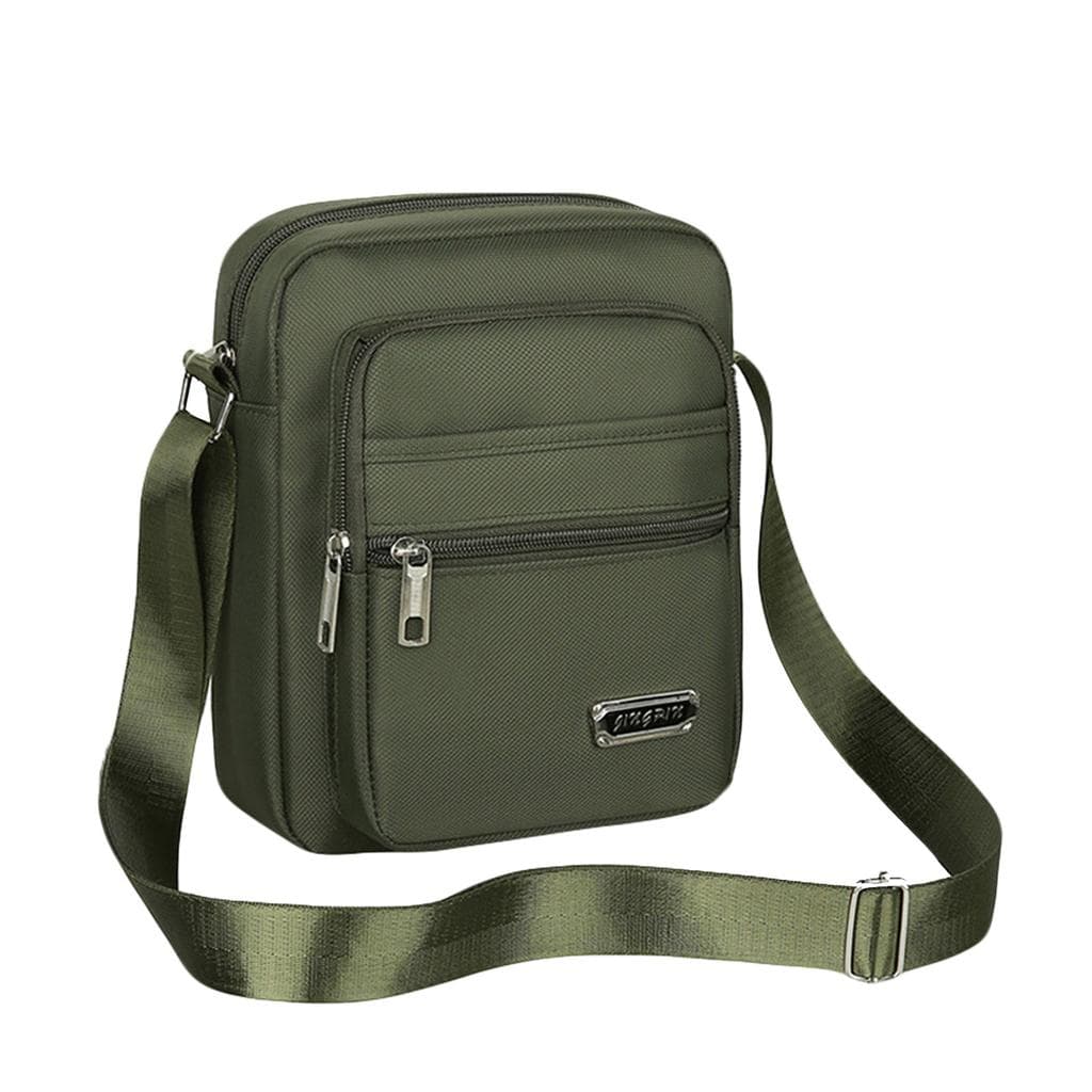Four Layer Zipper Waterproof Single Shoulder Messenger Bag Business Bag Wallet army green